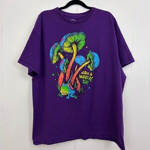 DOM Have a Magical Day Purple Mushroom Frog Graphic T-Shirt Mens XL
